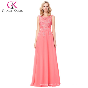 Grace Karin neue Farben ärmellose V-Back lange Chiffon Abendkleid Nachtkleider CL007555-7